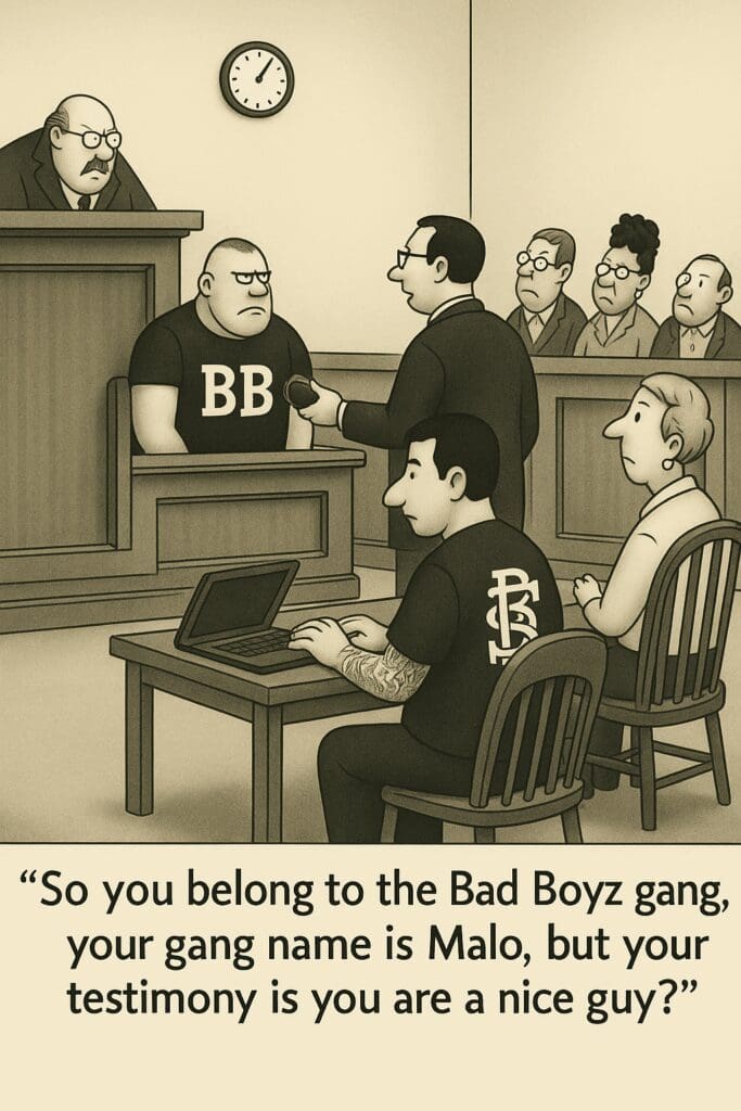 Cartoon of Bad Boyz gang member.