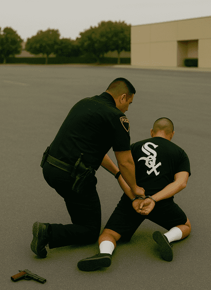 Gang member arrested with gun.