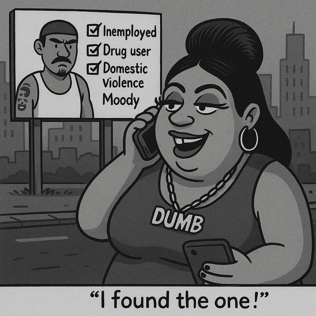 Cartoon female found the one.