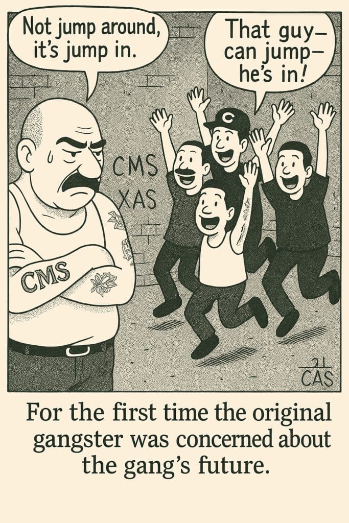 Cartoon jump in.