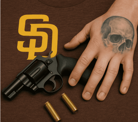 Handgun skull tattoo photo