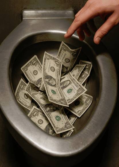 Surtown money in toilet